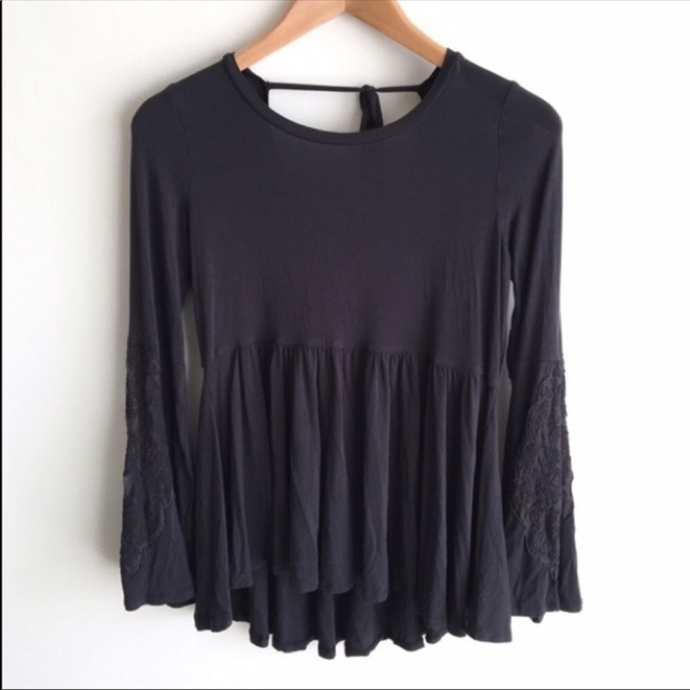 American Eagle Black Babydoll Bell-sleeve top